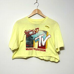 MTV Yellow Cropped Short Sleeve Tee, $20